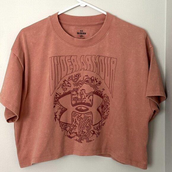 Under Armour โข Dusk to Dawn Heavyweight Crop Tee โข XS โข Canyon Pink/Cinna Red - Picture 6 of 8